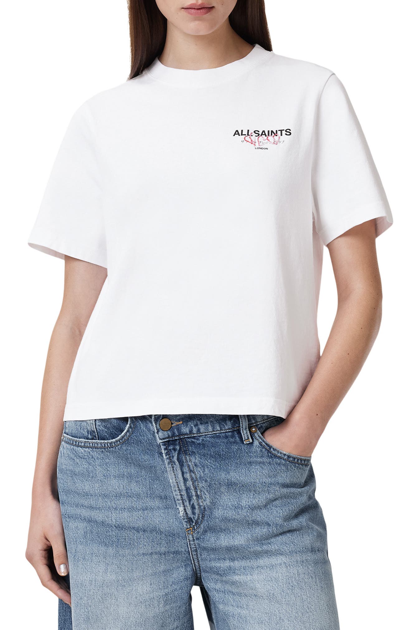 AllSaints Amoré Lisa Heart Embroidered Cotton Graphic T-Shirt