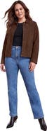 Jessica London Downtown Suede Jacket With Mandarin Collar