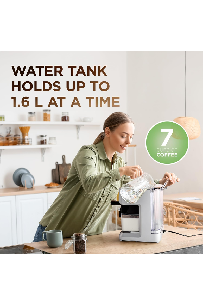 Espresso Cappuccino Latte Machine with Milk Frother, 58mm Portafilter, Auto Clean, Grey, Alternate, color, Gray