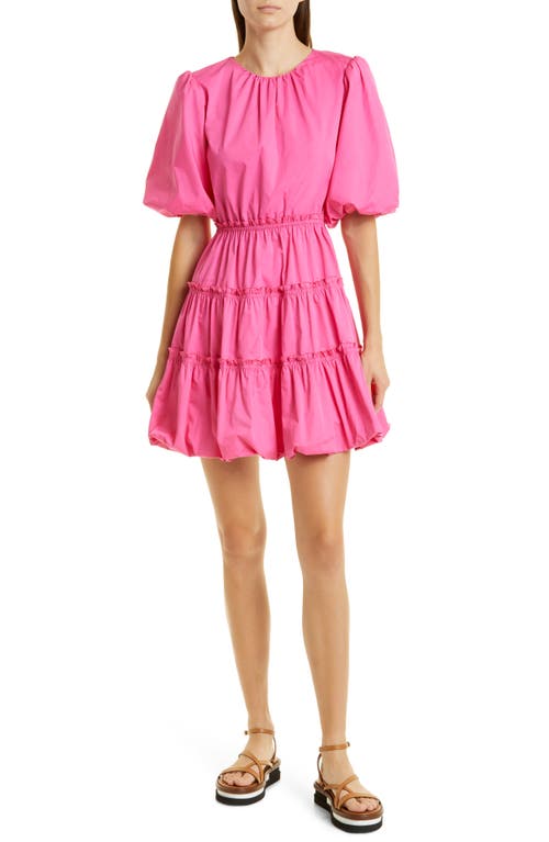 JASON WU Puff Sleeve Cotton Poplin Dress in Fuchsia