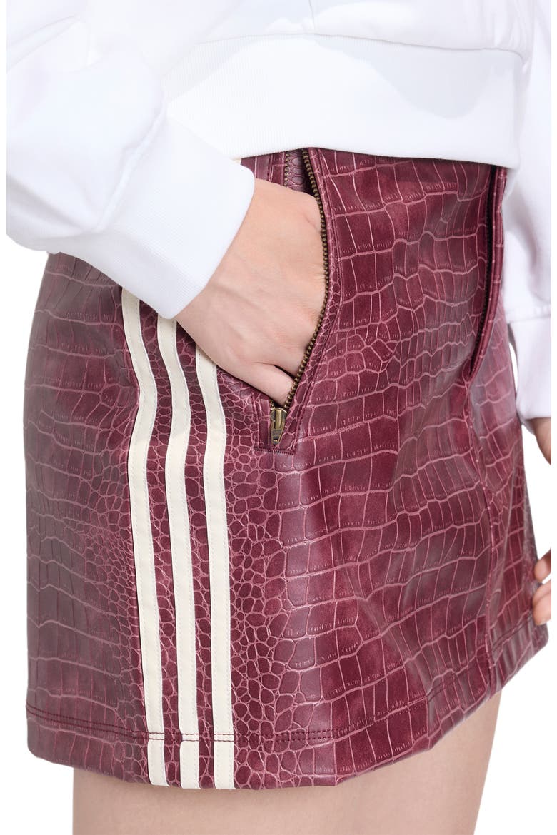 Croc Embossed Faux Leather Miniskirt, Alternate, color, MAROON