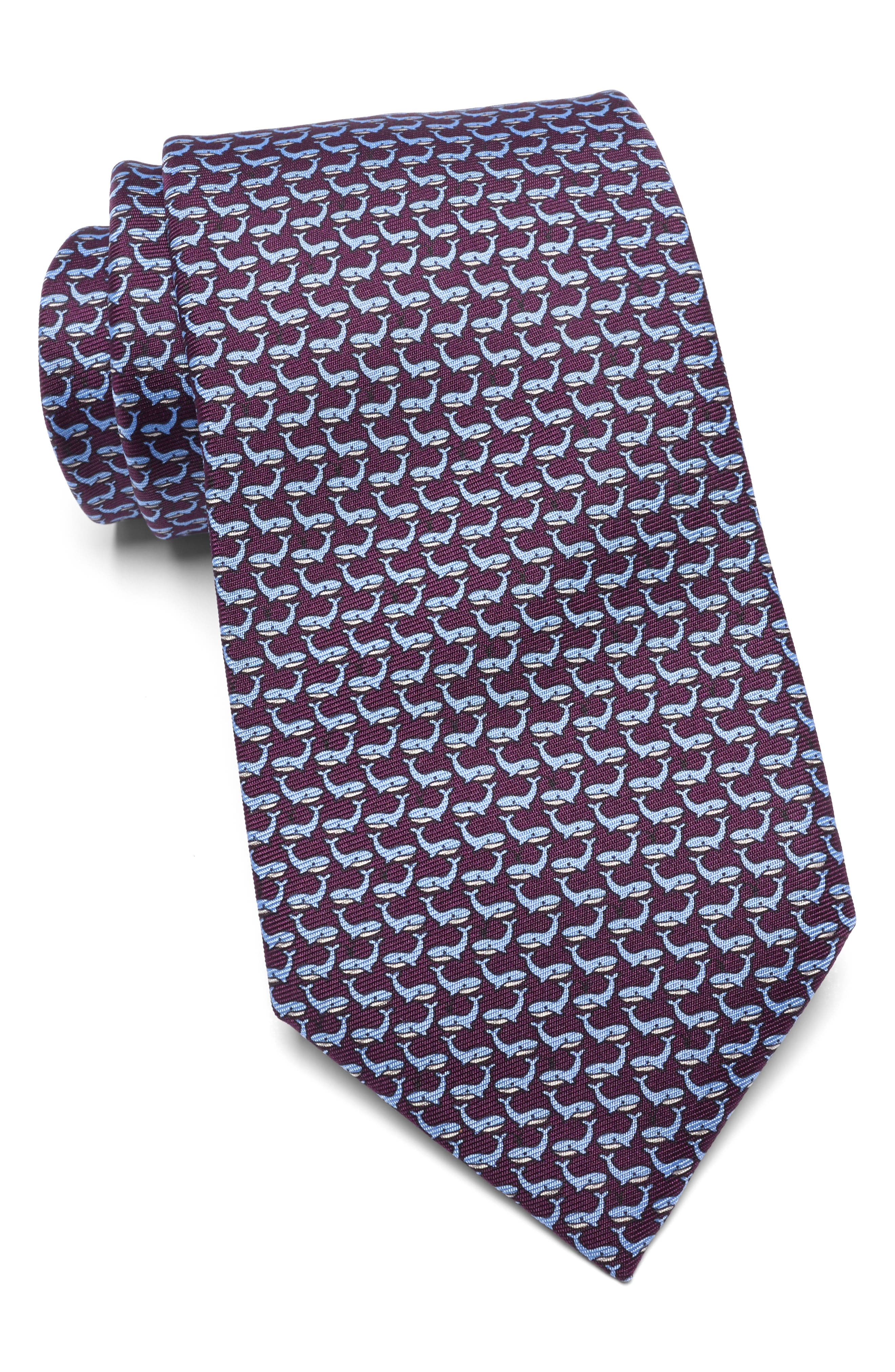 ZEGNA TIES Quadri Silk Whale Tie in Purple 