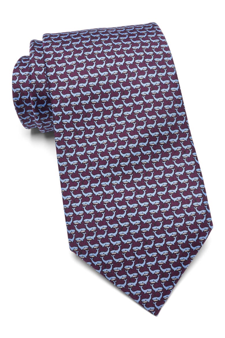 Quadri Silk Whale Tie, Main, color, PURPLE