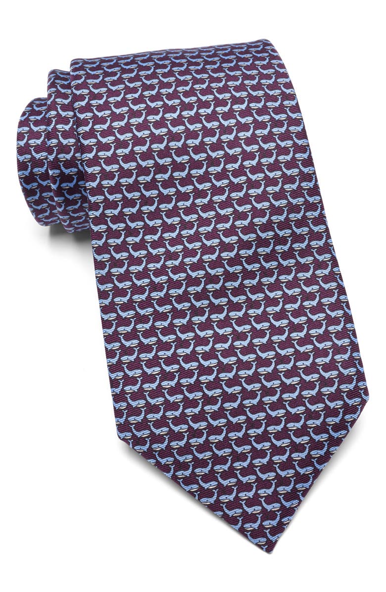 ZEGNA TIES Quadri Silk Whale Tie, Main, color, Purple