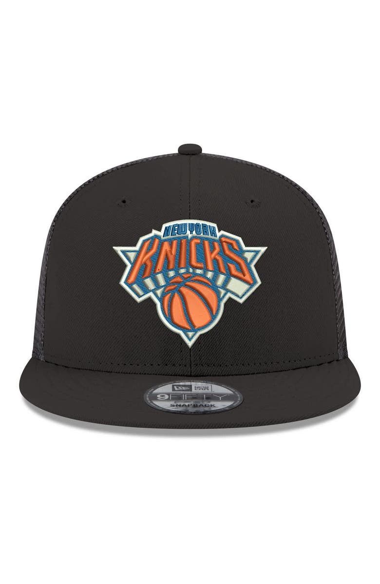 New Era Men's New Era Black New York Knicks Core Logo Meshback 9FIFTY Snapback Hat, Alternate, color, Black