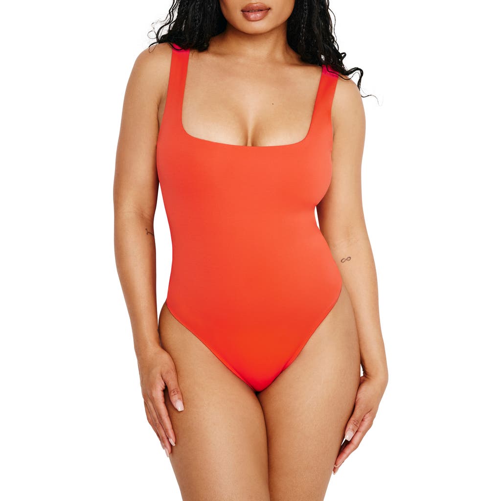 Good American Scuba Modern Stretch Thong Bodysuit In Roma002