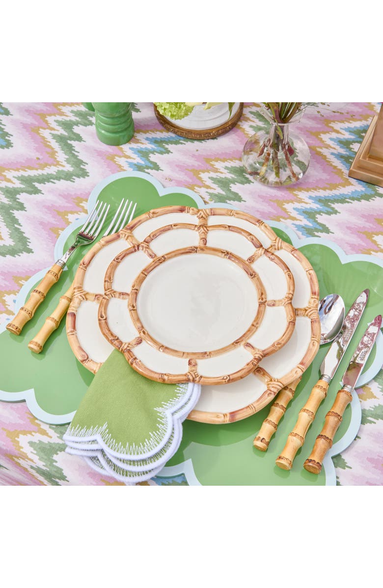 Mrs. Alice Petal Wooden Ceramic Dinner Plate, Alternate, color, Neutral