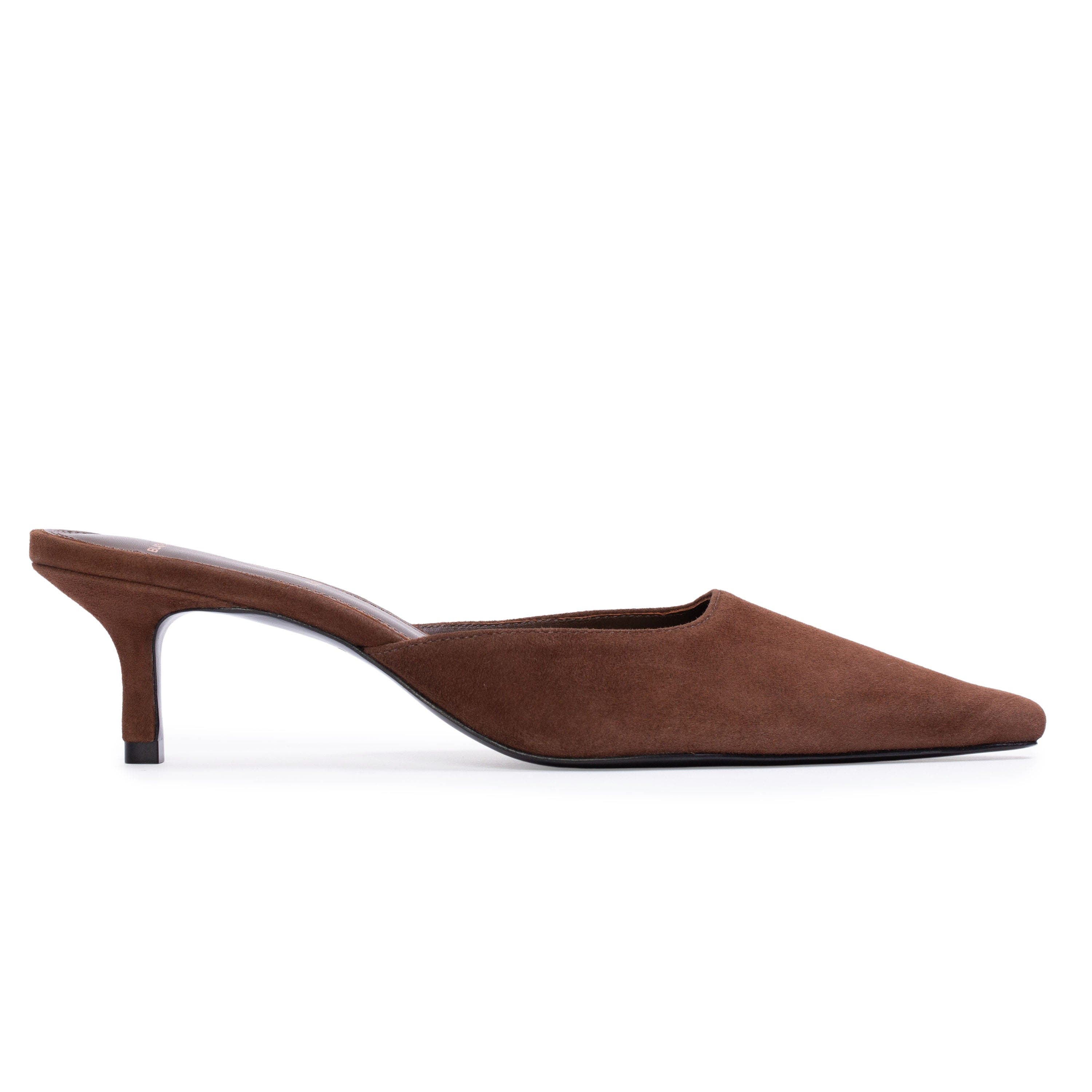 BLACK SUEDE STUDIO Riley 50 Suede Mule, Main, color, Brownie Suede