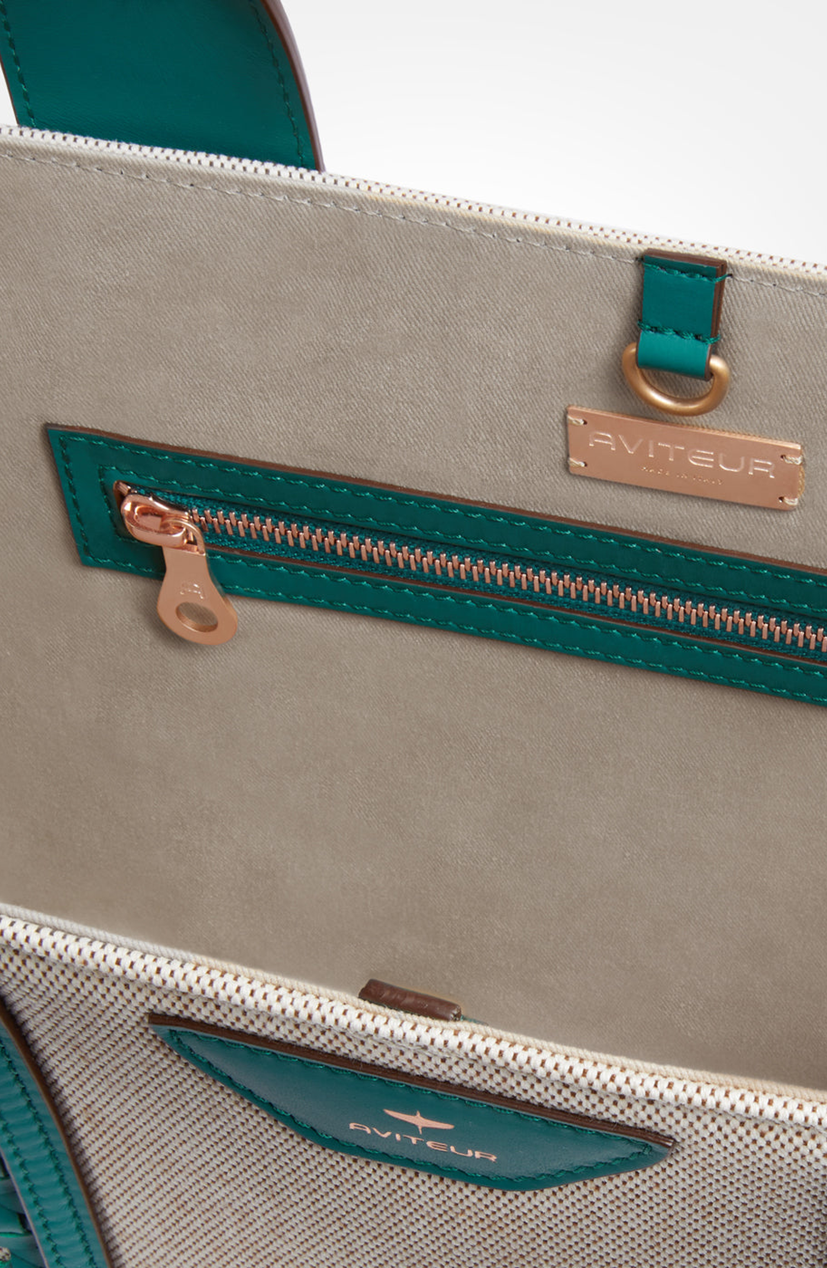Intreccio Weave Canvas Leather Handle Tote, Alternate, color, Teal