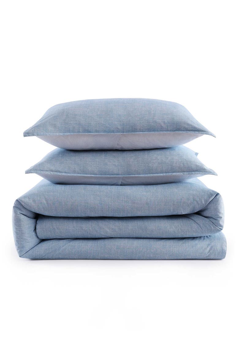 Classic Texture Cotton Percale Comforter & Shams Set, Main, color, MEDIUMBLUE