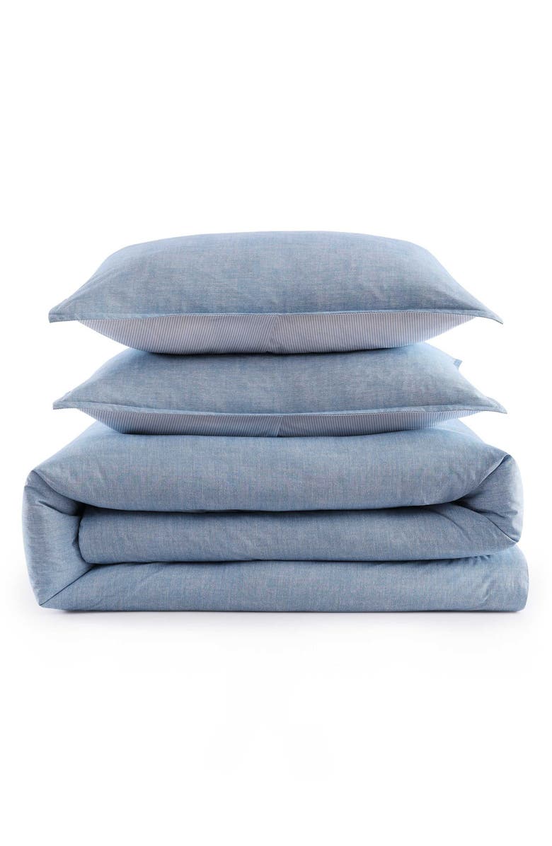 Tommy Hilfiger Classic Texture Cotton Percale Comforter & Shams Set, Main, color, Mediumblue