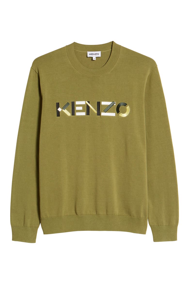 Men's Multico Embroidered Logo Crewneck Sweater, Alternate, color, TAUPE KHAKI