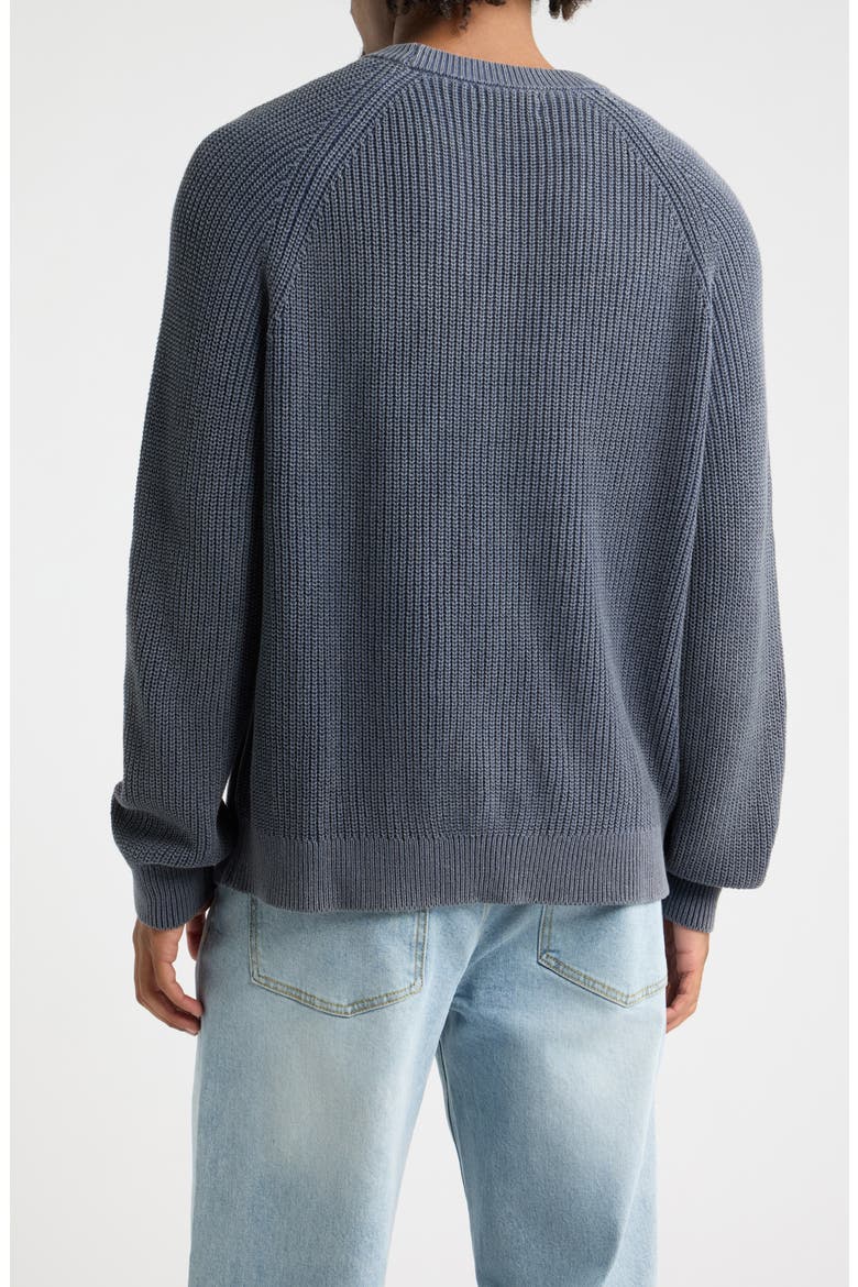 Heavyweight Ribbed Cotton Crewneck Sweater, Alternate, color, NAVY IRIS
