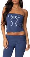 EDIKTED Aiyana Bow Crop Stetch Cotton Tube Top