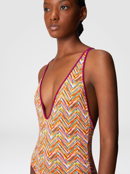Missoni Zigzag-print Swimsuit In Multicoloured