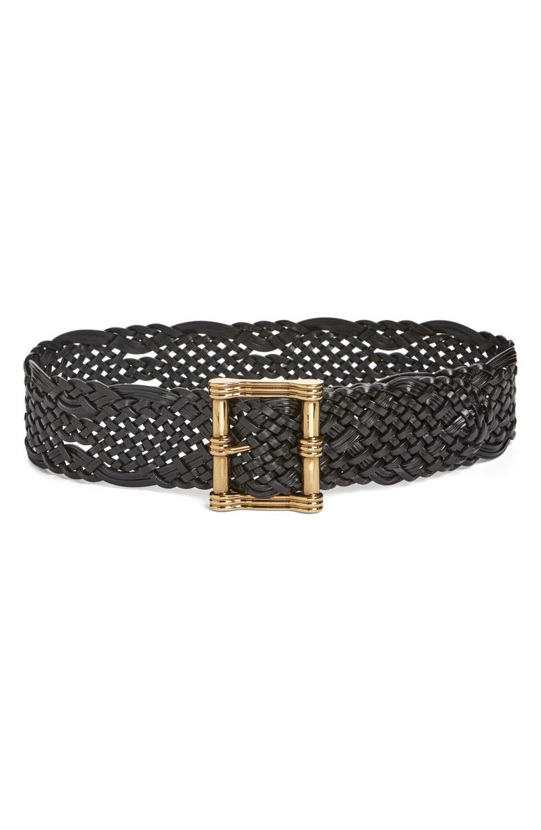 Etro Woven Leather Belt, Main, color, Black