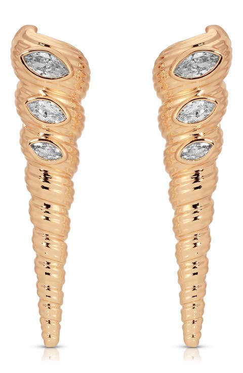 Cubic Zirconia Shell Linear Drop Earrings