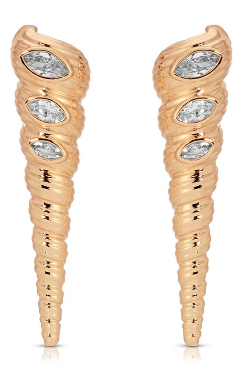 Ettika Cubic Zirconia Capri Shell Linear Drop Earrings In Gold