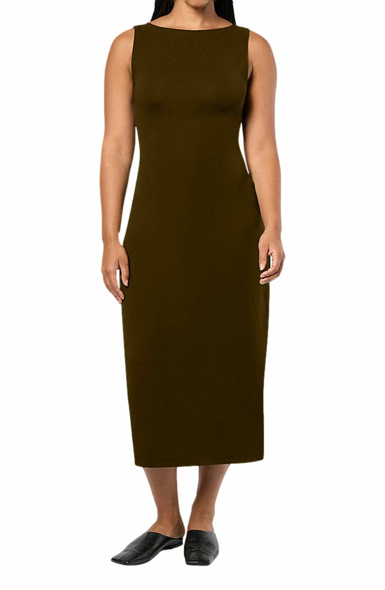 WeWoreWhat Boat Neck Midi Dress, Alternate, color, Military Olive