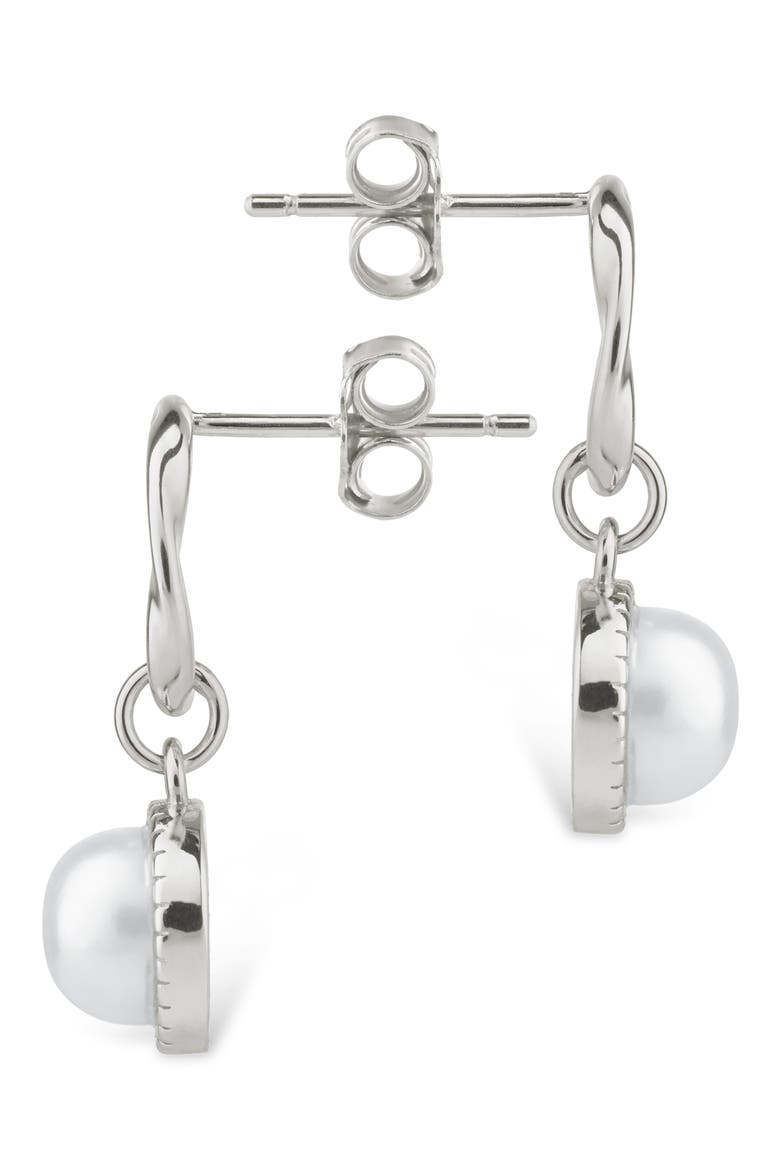 Cline Cultured Pearl Drop Earrings, Alternate, color, SILVER/ WHITE