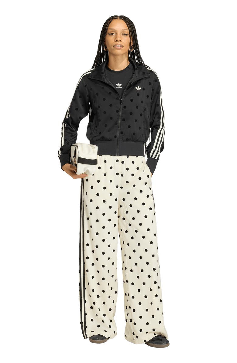 adidas Originals Firebird Polka Dot Satin Track Jacket, Alternate, color, Black
