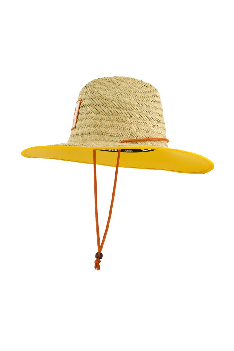 Woven Seagrass Lifeguard Hat with Solid Under Brim & Chin Cord, Alternate, color, ORANGE
