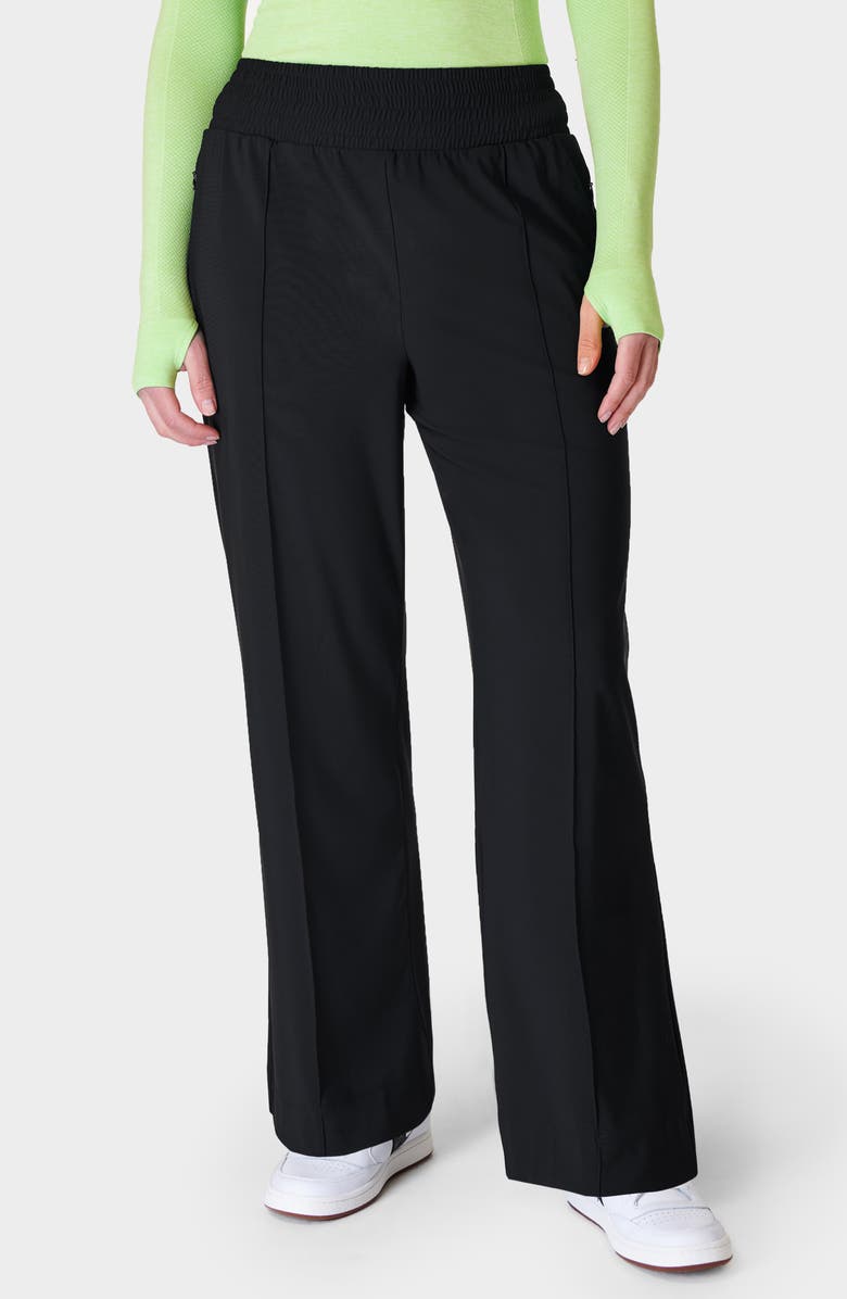 Sweaty Betty Explorer Wide Leg Track Pants, Main, color, Black