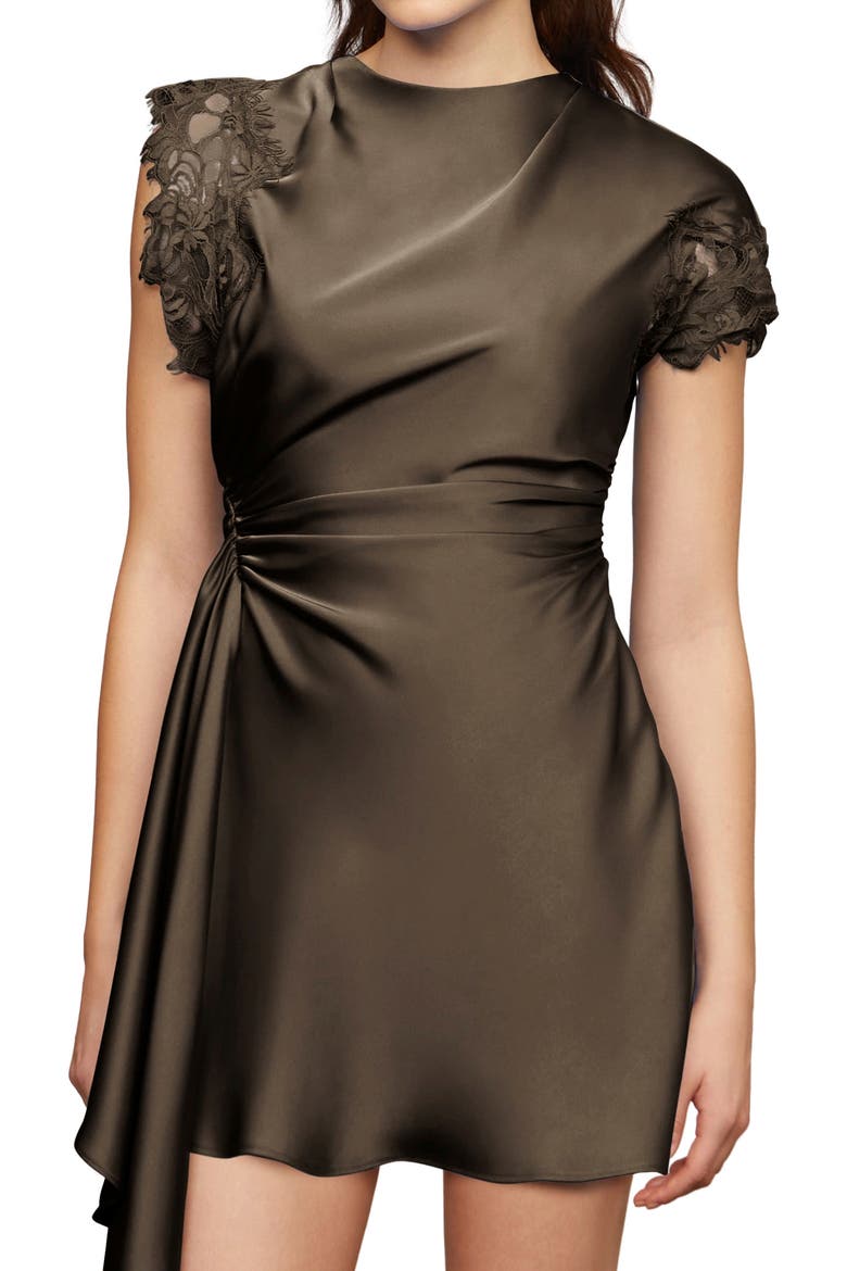 Zina ruched mini dress, Alternate, color, Mosswood