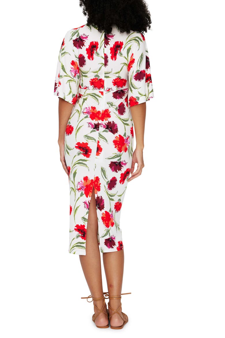Valerie Floral Midi Dress, Alternate, color, DIANTHUS LARGE MED RED