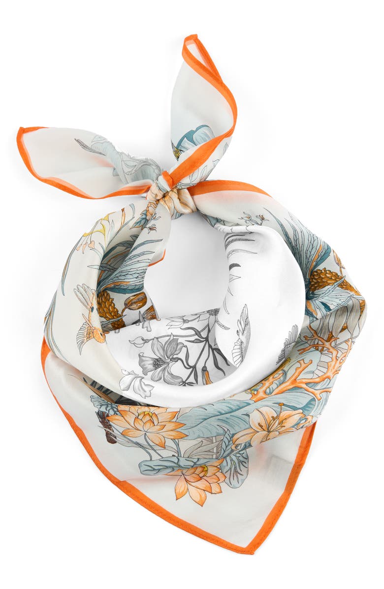 Viens Avec Moi Flower Garden Mini Silk Square Scarf, Alternate, color, 