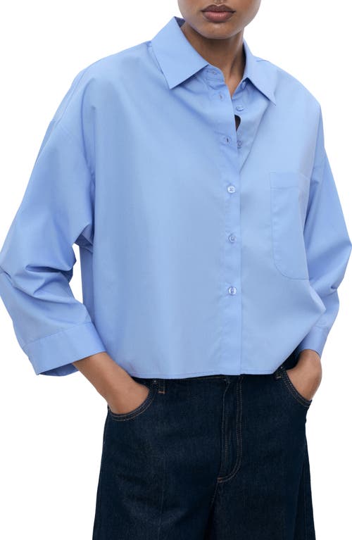 Mango Oversize Button-up Shirt In Blue