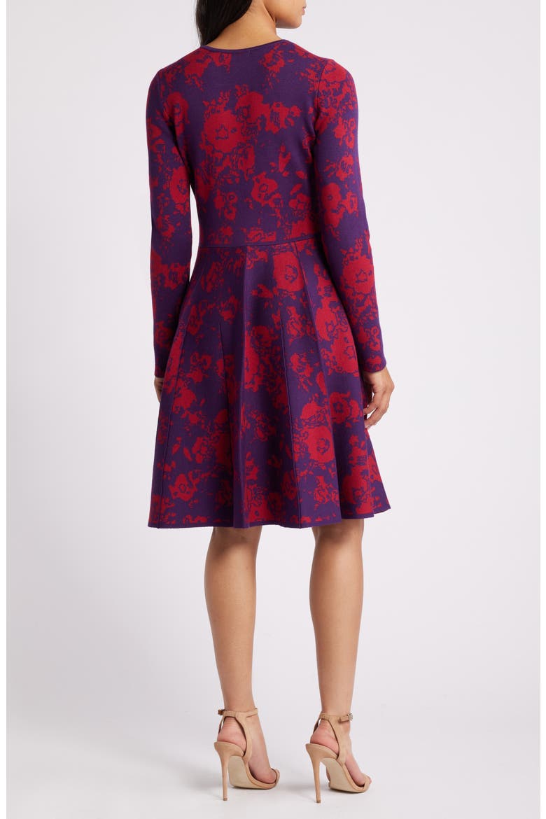 Floral Long Sleeve Sweater Dress, Alternate, color, RED MULTI