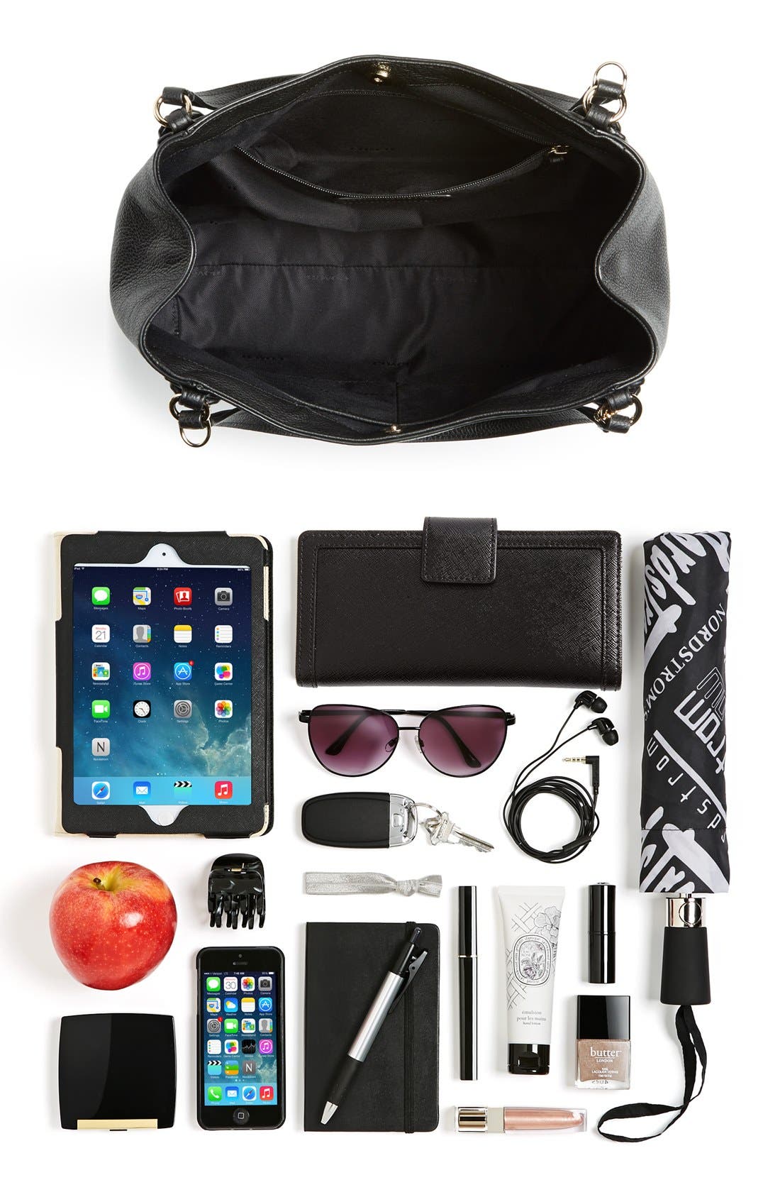 'Edie 28' Pebbled Leather Shoulder Bag, Alternate, color, BLACK