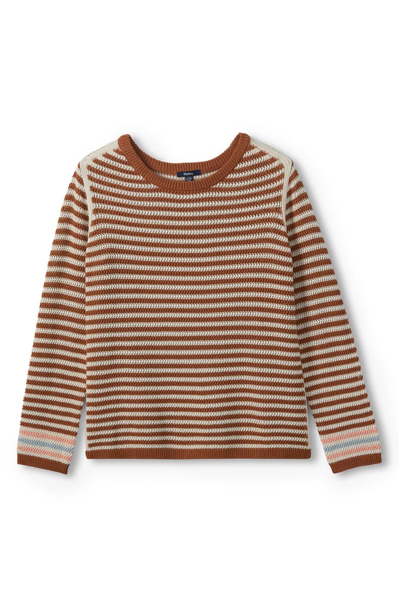 Hatley Stripe Pointelle Cotton Sweater, Alternate, color, Brown
