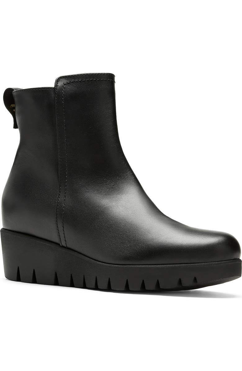 La Canadienne Teagan Waterproof Platform Wedge Bootie, Main, color, Black Leather