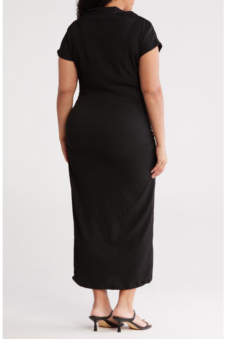 Cowl Neck Ruched Midi Dress, Alternate, color, BLACK