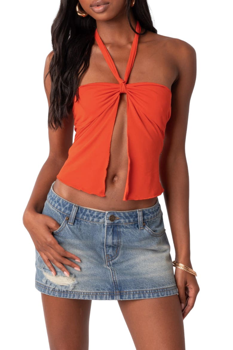Julia Split Front Halter Top, Main, color, ORANGE