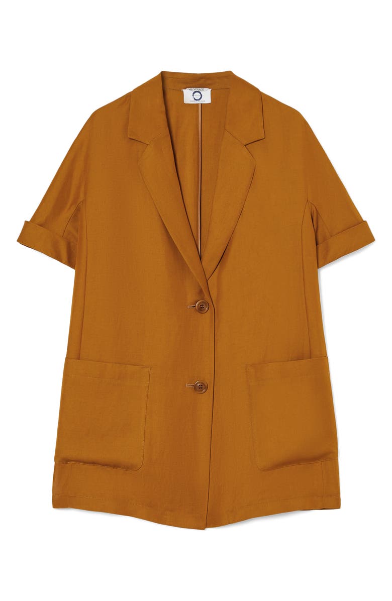 Marina Rinaldi Fingere Short Sleeve Twill Jacket, Alternate, color, Brown Orange