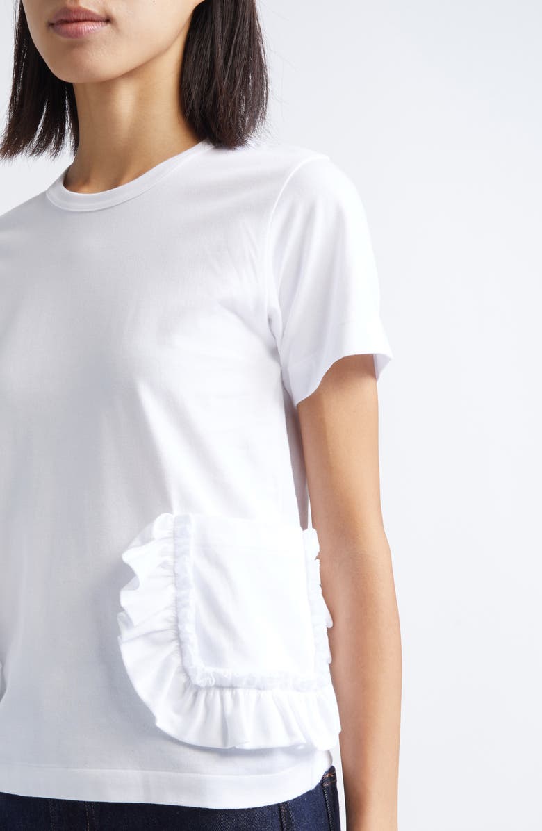 Comme des Garçons Girl Ruffle Pocket Jersey T-Shirt, Alternate, color, White