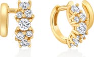 Crislu Pavé Cubic Zirconia Cluster Huggie Hoop Earrings