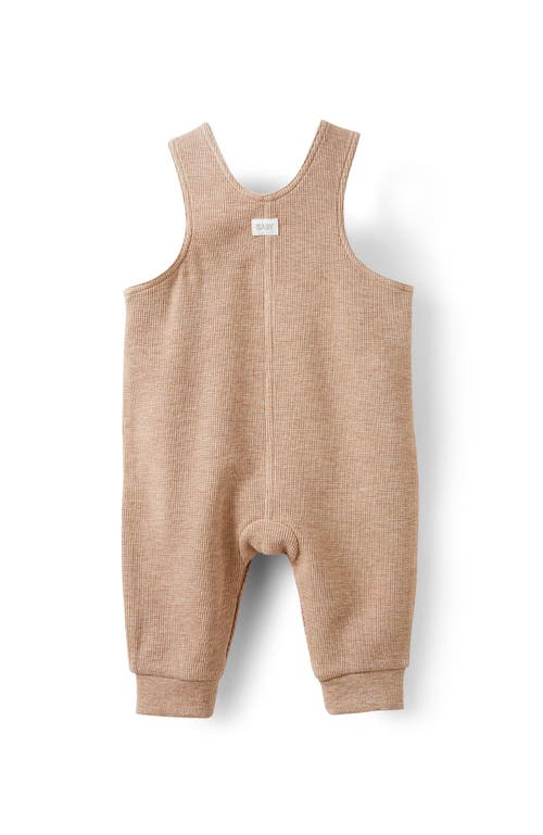 Cotton On Kids Organic Waffle Dungaree In Oatmilk Marle