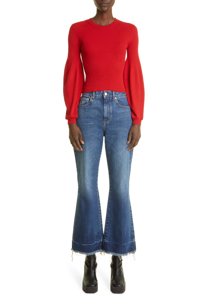 Sensual Stretch Balloon Sleeve Sweater, Alternate, color, RUST