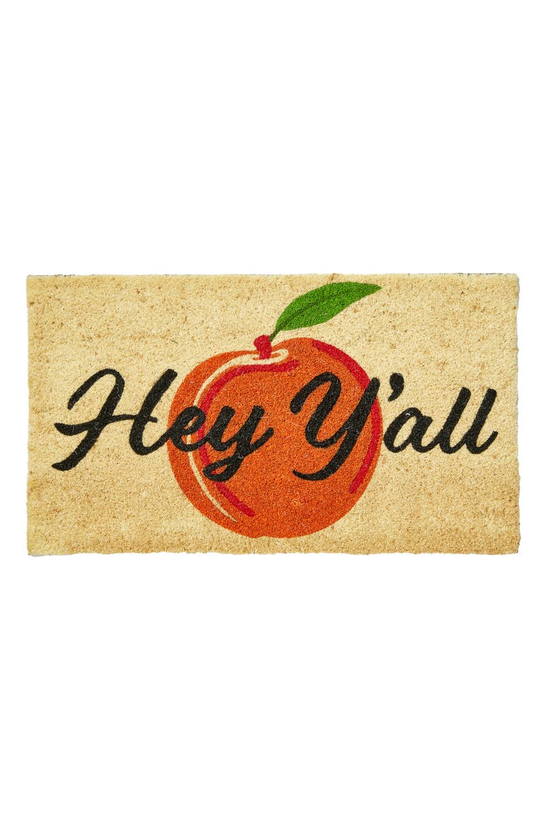 tag Hey Yall Peach Non-Slip Coir Mat Multi Coir Summer, Main, color, Orange