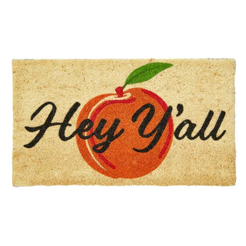 Hey Yall Peach Non-Slip Coir Mat Multi Coir Summer