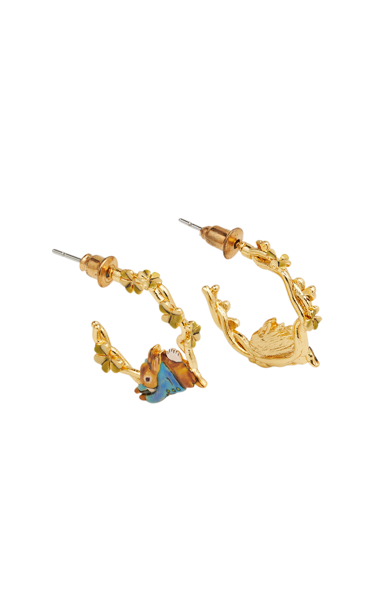 Fable England x Peter Rabbit Jumping Clover Hoop Earrings, Main, color, Gold