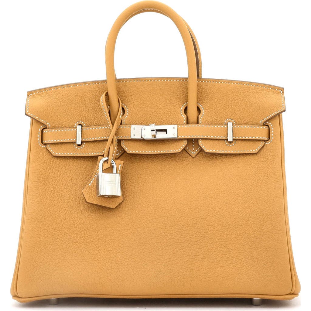 Pre-owned Hermes Hermes Birkin Handbag Brown Clemence With Palladium Hardware 25 In Brown