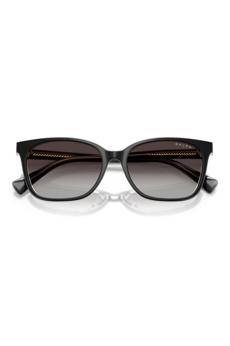 56mm Gradient Square Sunglasses, Alternate, color, BLACK ON TRANSPARENT / GREY