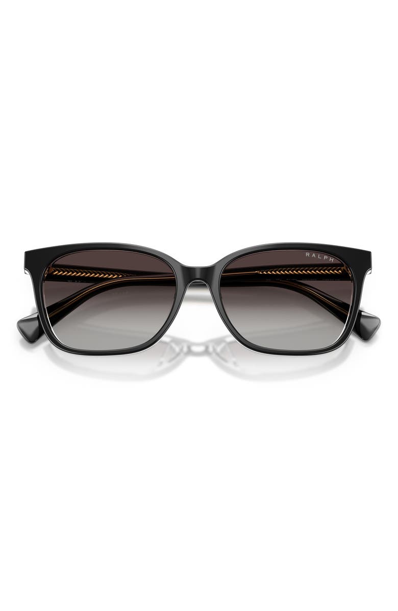 RALPH 56mm Gradient Square Sunglasses, Alternate, color, Black On Transparent / Grey