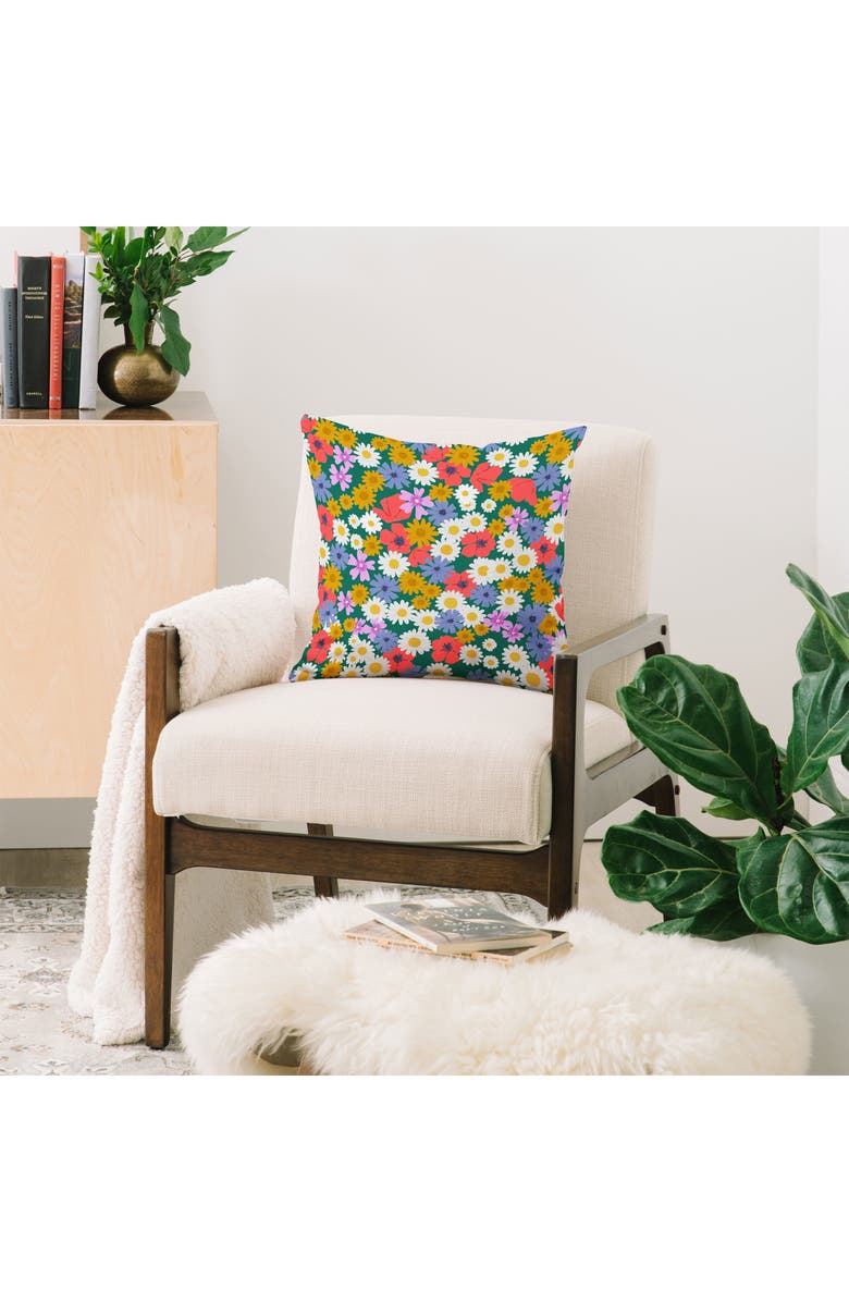 Deny Designs Meadow Wildflowers Accent Pillow, Alternate, color, Green
