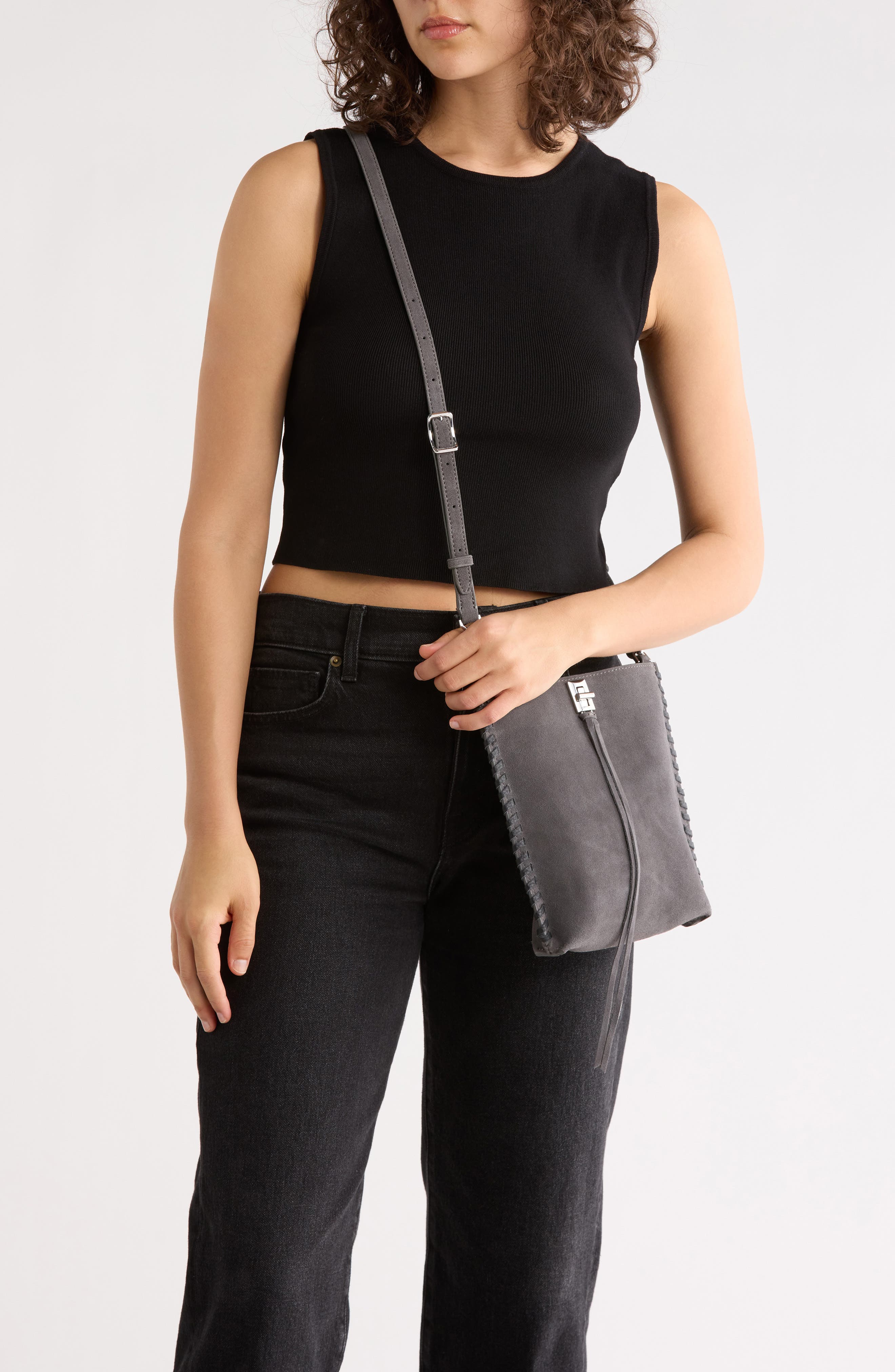 Rebecca Minkoff Darren Shoulder Bag, Alternate, color, Fog/Black